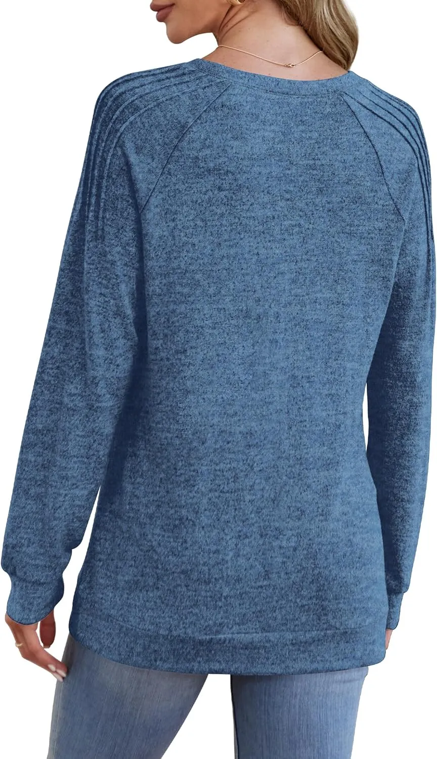 Saloogoe Sweatshirt for Women Crewneck Pleated Long Sleeve Shirts Tunic Tops Fashion Winter Clothing 2025