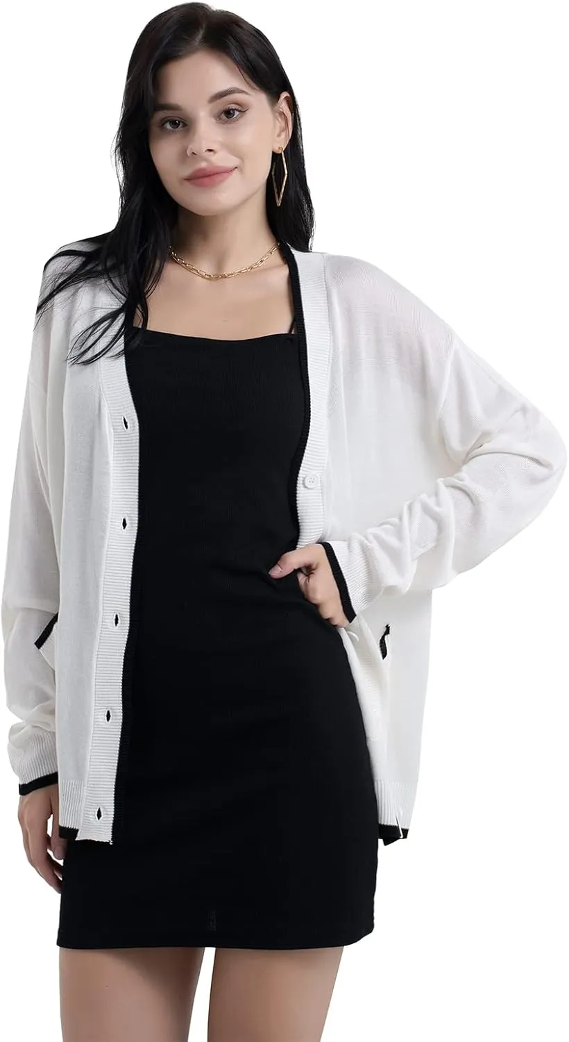 Sanifer Women's Casual Long Sleeve Loose Knit Open Front Sweater Cardigan Coat Outerwear