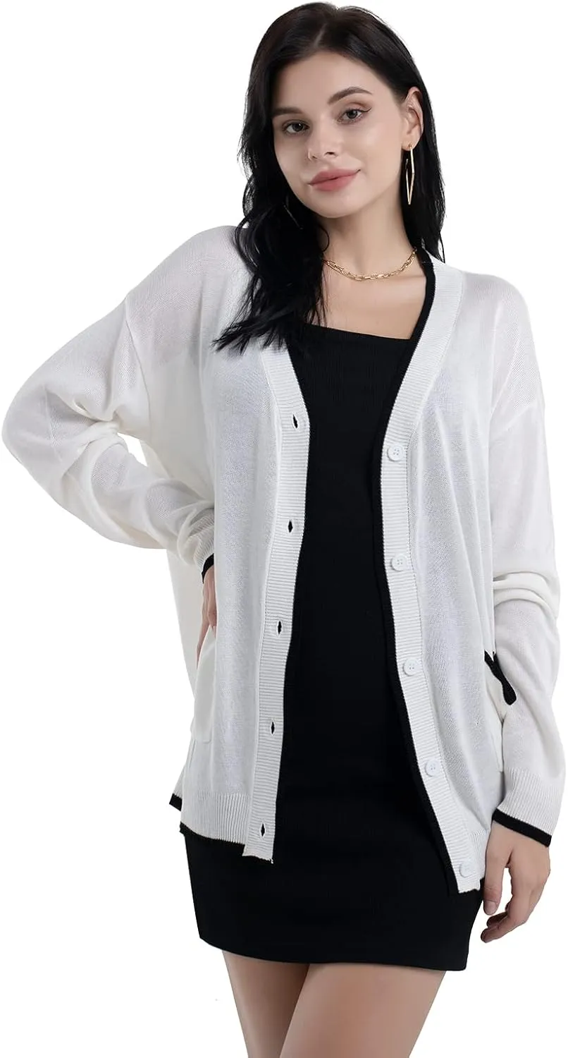 Sanifer Women's Casual Long Sleeve Loose Knit Open Front Sweater Cardigan Coat Outerwear