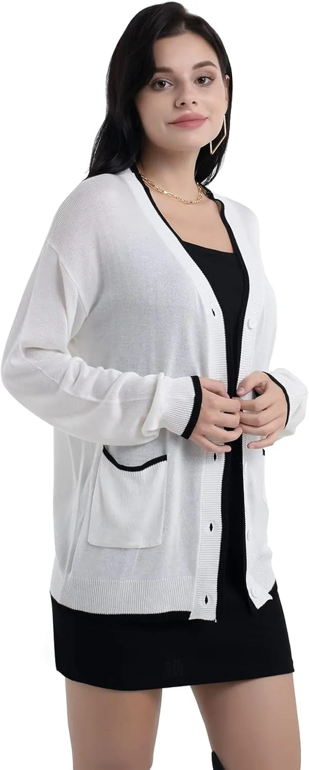 Sanifer Women's Casual Long Sleeve Loose Knit Open Front Sweater Cardigan Coat Outerwear
