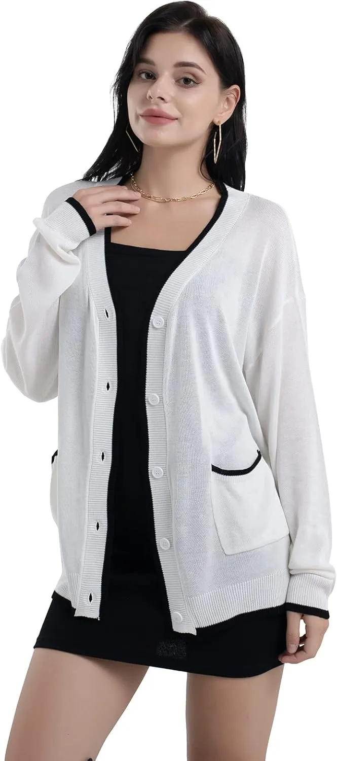 Sanifer Women's Casual Long Sleeve Loose Knit Open Front Sweater Cardigan Coat Outerwear