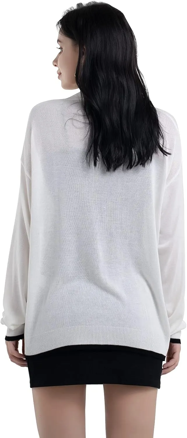 Sanifer Women's Casual Long Sleeve Loose Knit Open Front Sweater Cardigan Coat Outerwear