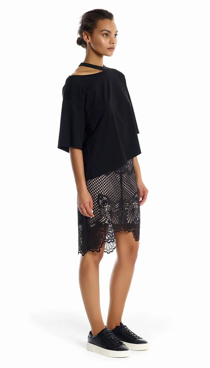 Scallop Lace Pencil Skirt