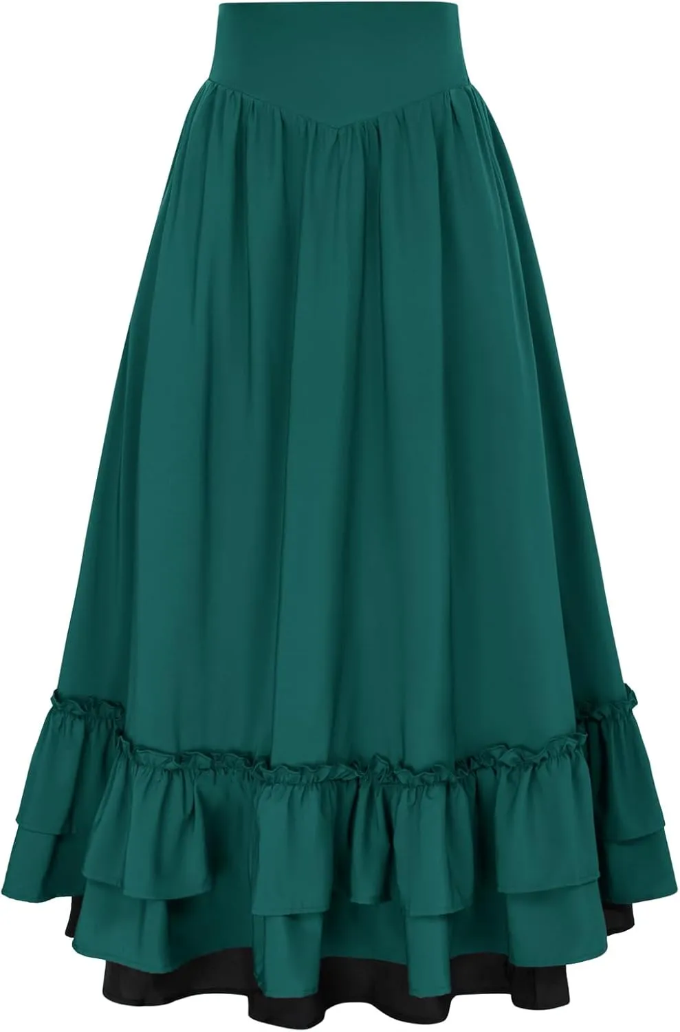 Scarlet Darkness Victorian Maxi Skirt for Women Renaissance Long Double-Layer Ruffle Skirt