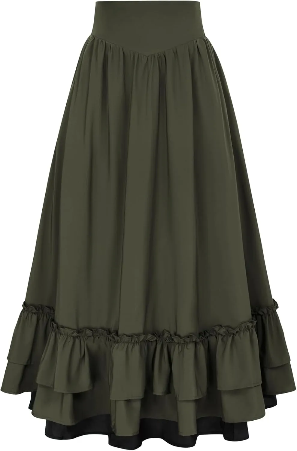 Scarlet Darkness Victorian Maxi Skirt for Women Renaissance Long Double-Layer Ruffle Skirt