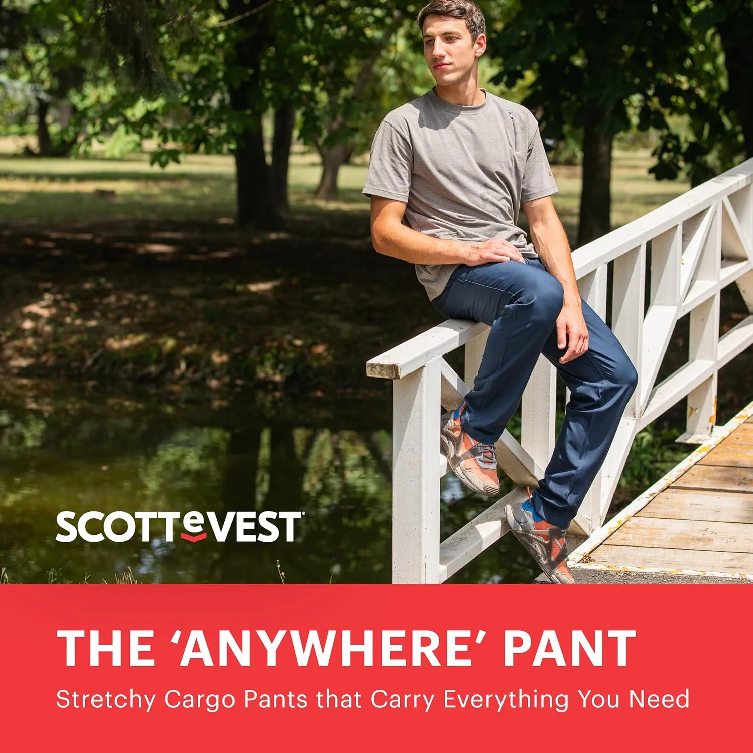 SCOTTeVEST Covert Cargo Chino Pant for Men - 10 Hidden Pockets - Water Repellent for Travel & More