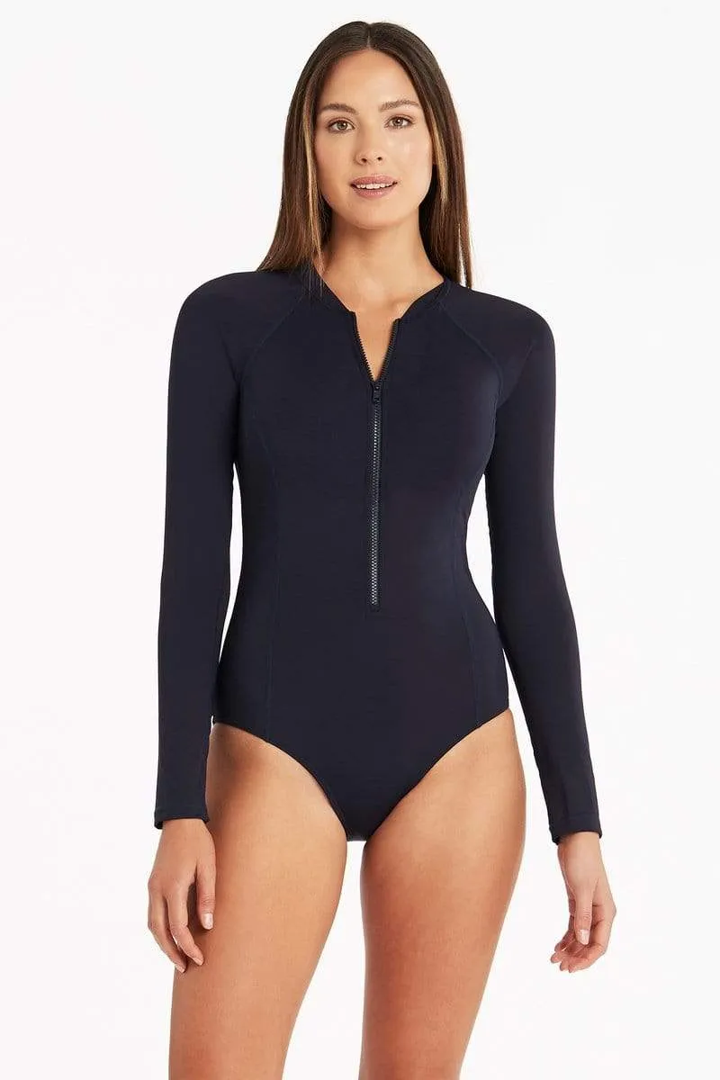 Sea Level Long Sleeve Multifit One Piece in Black