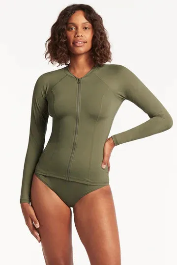 Sea Level Long Sleeve Rash Vest in khaki
