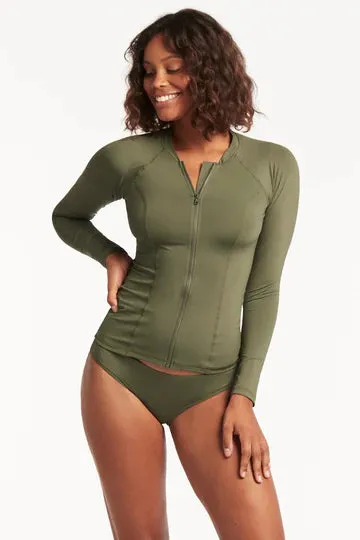 Sea Level Long Sleeve Rash Vest in khaki