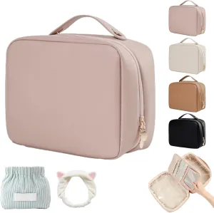 Set Patient Makeup Bag, Set Patient Makeup Pouch, Multi Compartment Toiletry Cosmetic Bag, Travel Makeup Pouch for Women, Portable Water Resistant Versatile Makeup Organizer Bag (1pcs-Pink)