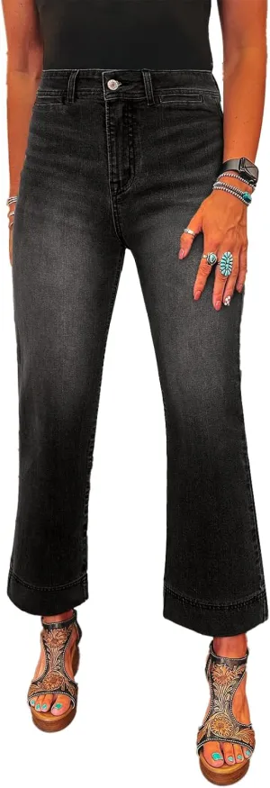 SHEWIN Wide Leg Jeans for Women Trendy High Waisted Flare Jeans Stretchy Straight Leg Ankle Denim Pants with Pockets