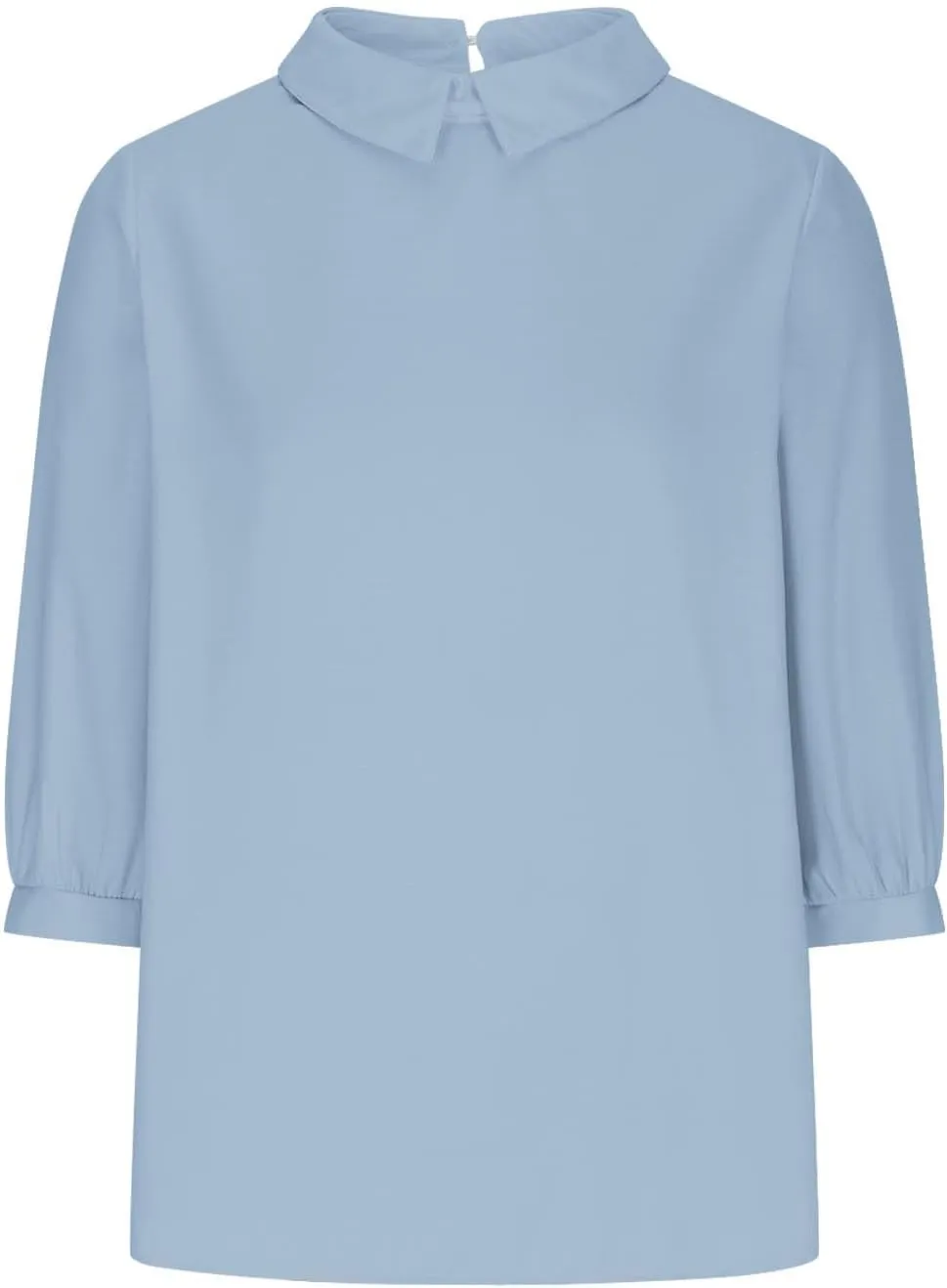 Shirts for Women Peter Pan Collar Neck 3/4 Sleeve Blouses Casual Loose Fit T Shirt Solid Color Plain Petite Tops