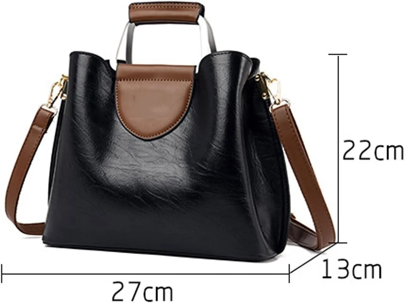 Shoulder Bag Soft Leather Shoulder Bag for Women Large Capacity Bucket Handbag Stylish and Versatile Purse(Black)