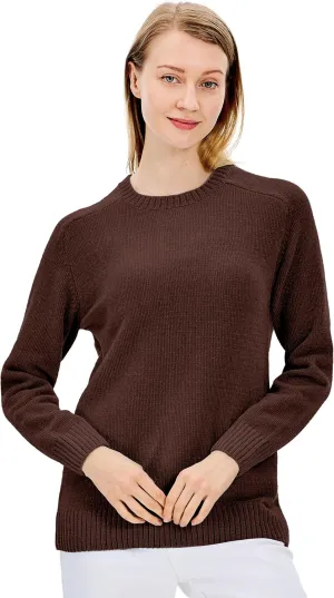 Simple&Opulence Women's Chenille Sweater Crewneck Long Sleeve Pullover Ribbed Cuff Hem Round Neck Jumper Tops
