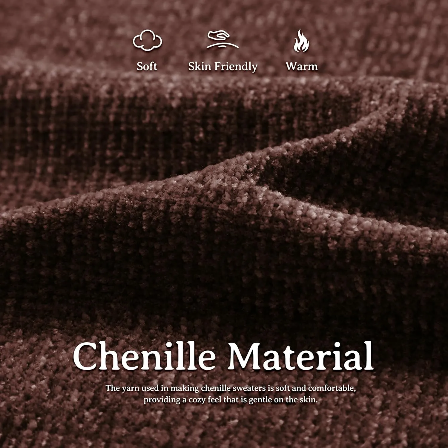 Simple&Opulence Women's Chenille Sweater Crewneck Long Sleeve Pullover Ribbed Cuff Hem Round Neck Jumper Tops