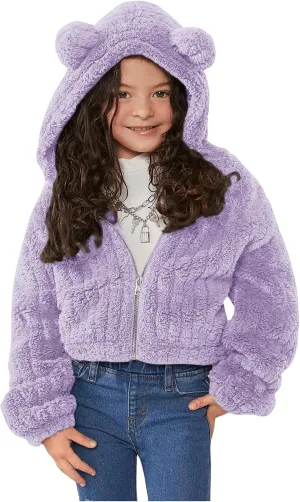 SOLY HUX Girl's Fleece Teddy Jacket Sherpa Zip Up Hoodie Kids Fuzzy Fall Winter Coat Outerwear Jackets