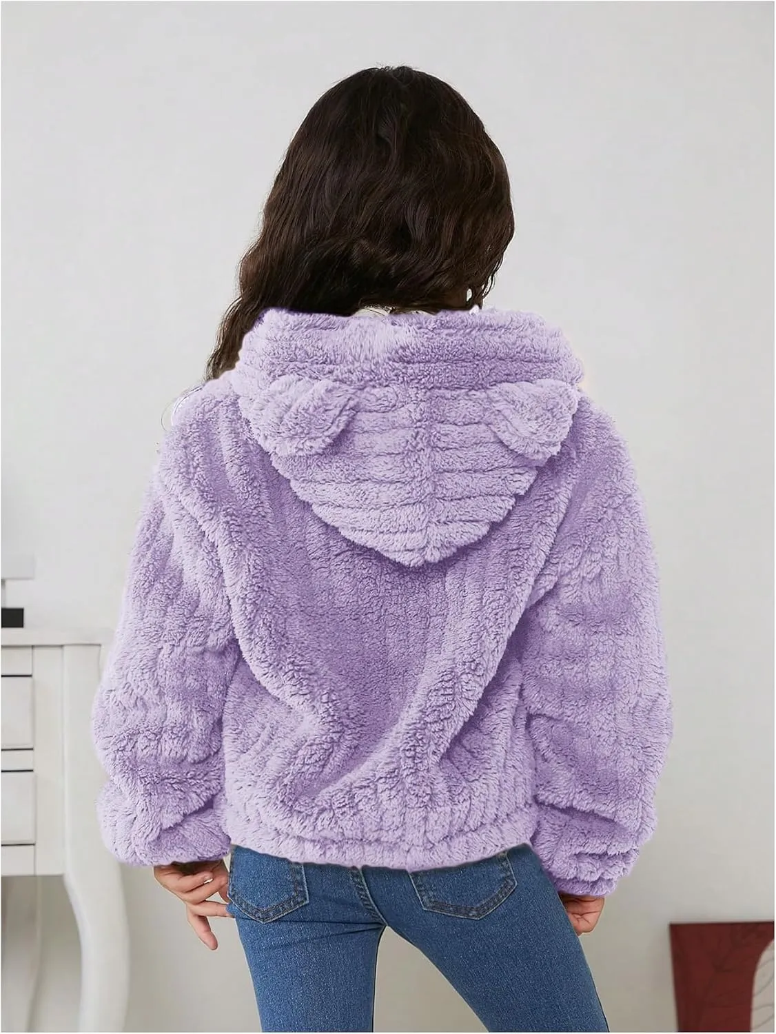 SOLY HUX Girl's Fleece Teddy Jacket Sherpa Zip Up Hoodie Kids Fuzzy Fall Winter Coat Outerwear Jackets
