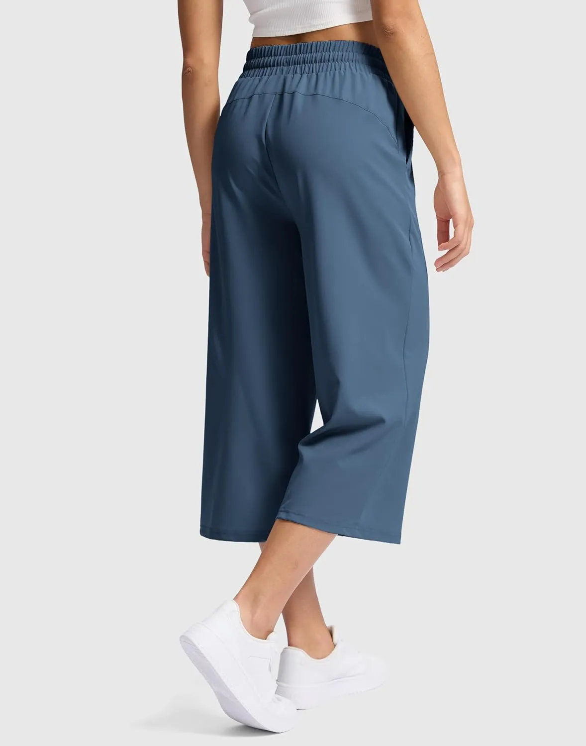 Soothfeel Women's Capri Pants Loose High Waisted Wide Leg Lightweight Travel Hiking Pants for Women Casual Summer with Pocket