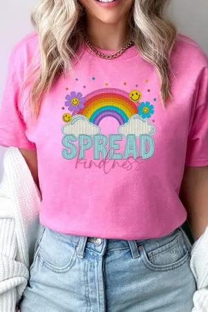 Spread Kindness Faux Embroidery Transfer Short Sleeve Relaxed Fit T-Shirt