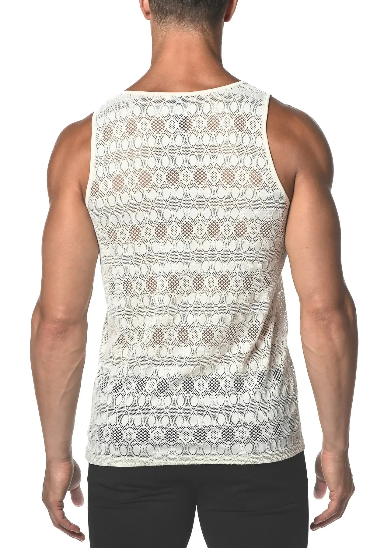 Stretch Gossamer Lace Tank-Oval