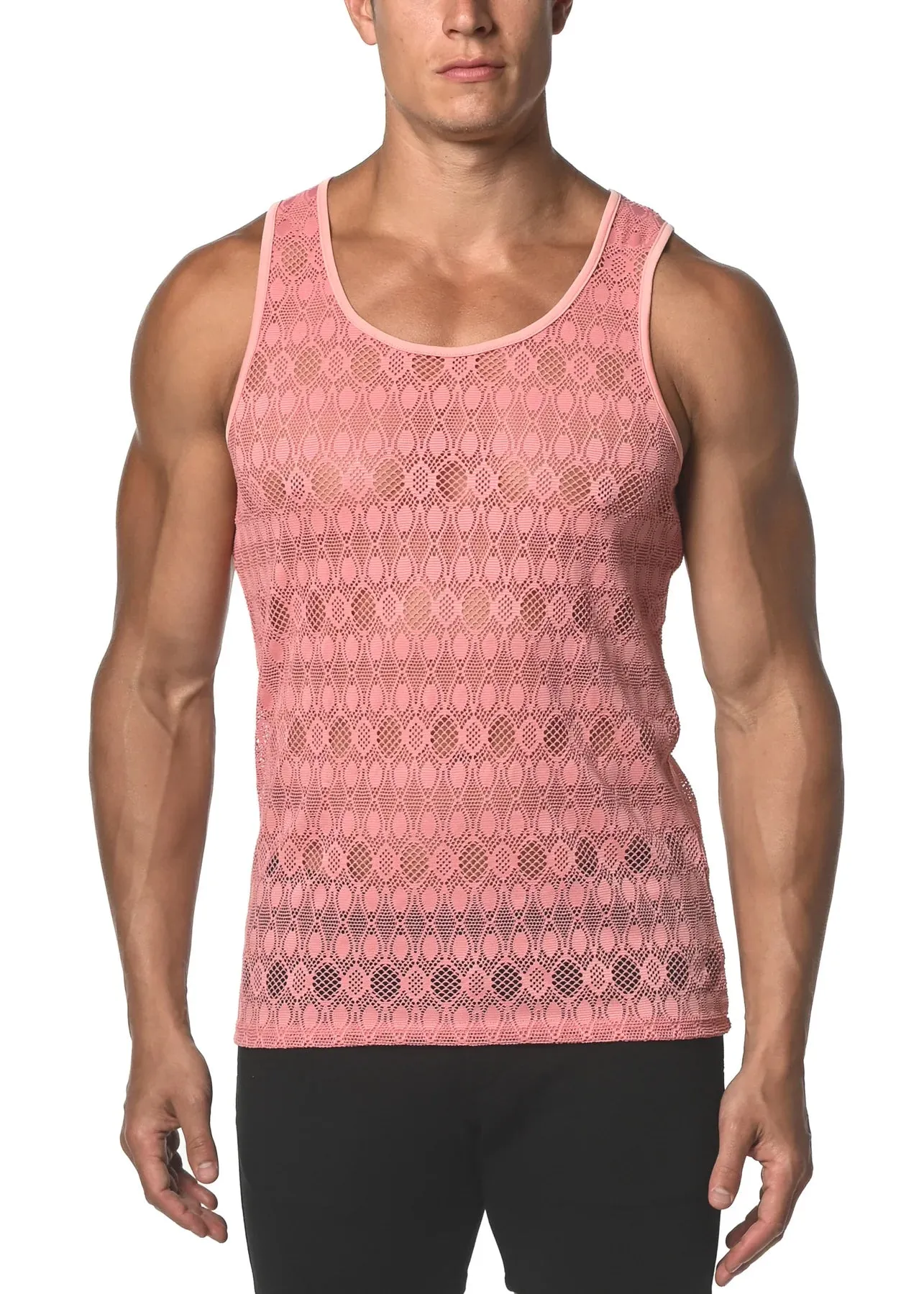 Stretch Gossamer Lace Tank-Oval