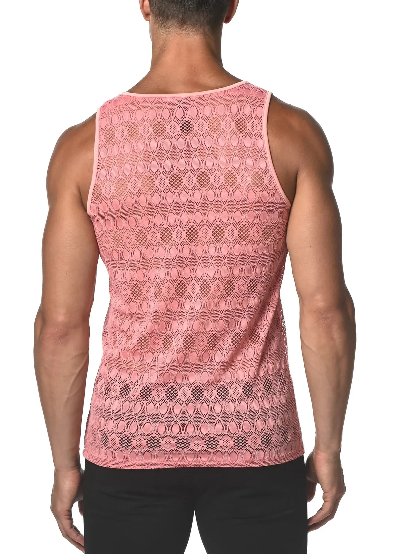 Stretch Gossamer Lace Tank-Oval