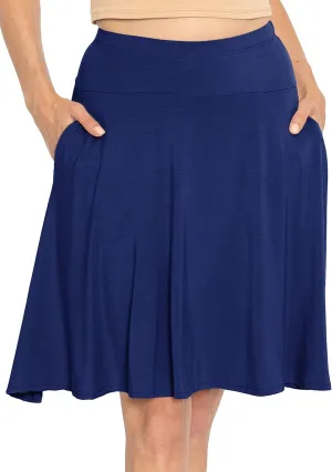 STRETCH IS COMFORT Women's and Plus Knee Length and MIDI A-Line Skirt w/Pockets