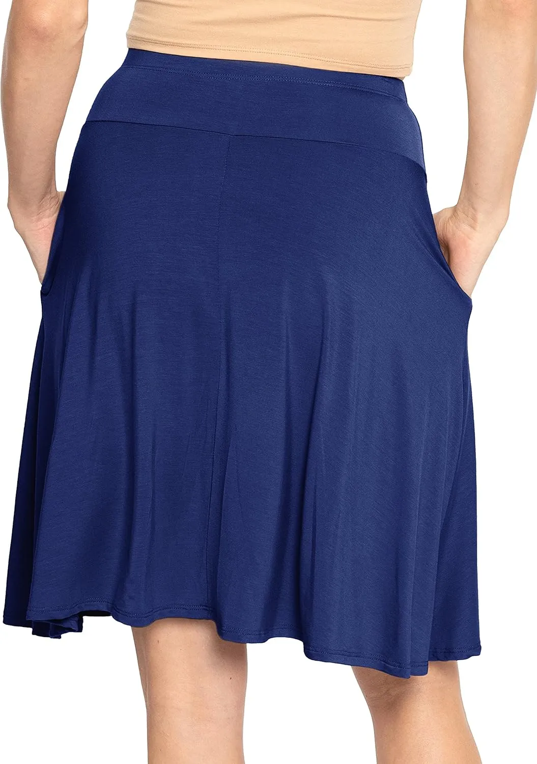 STRETCH IS COMFORT Women's and Plus Knee Length and MIDI A-Line Skirt w/Pockets