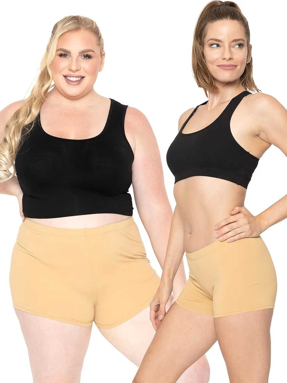 STRETCH IS COMFORT Women's and Plus Size Nylon Booty Shorts | S-3X