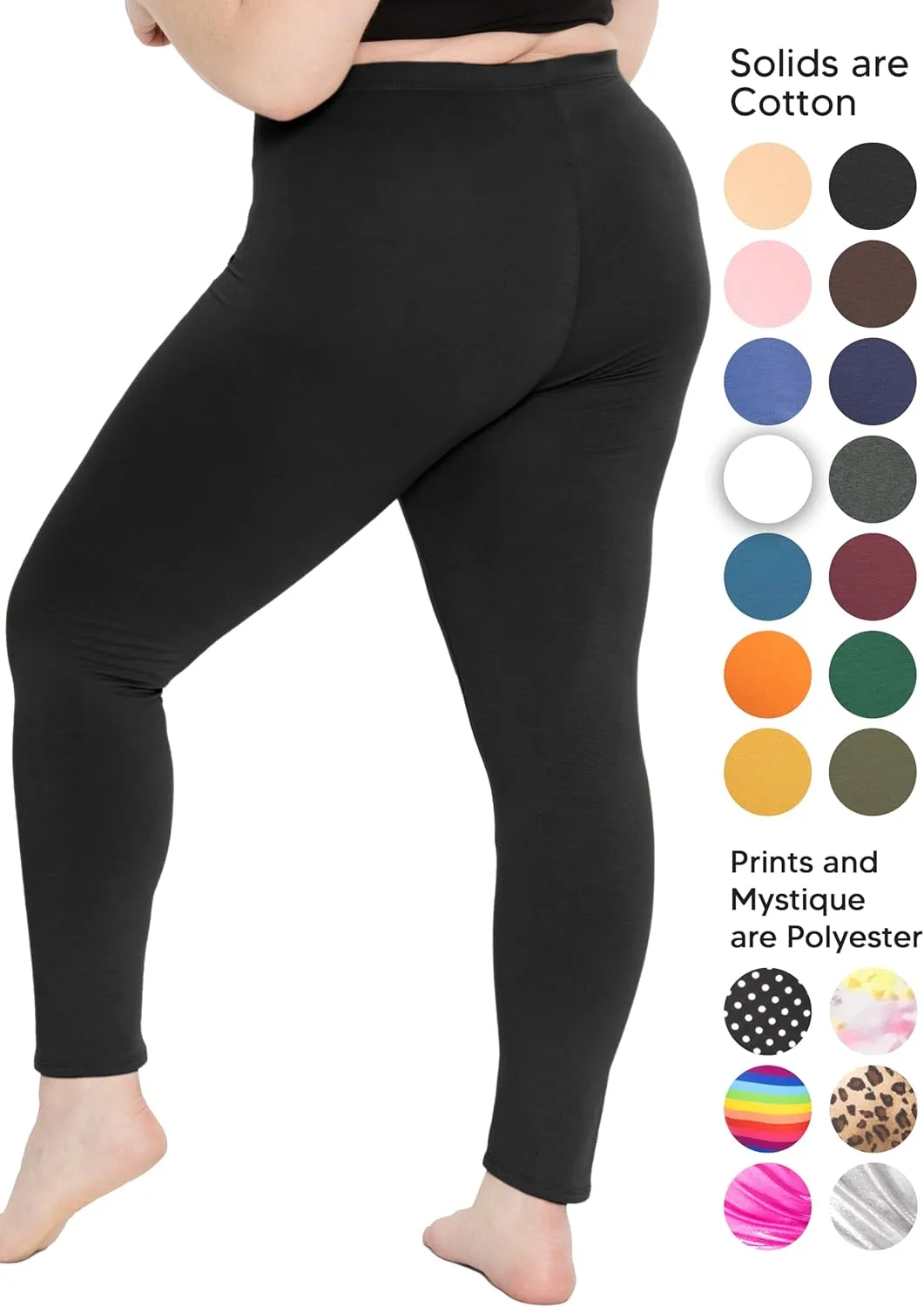 STRETCH IS COMFORT Women's Plus Size Knee & Full Length Cotton Leggings | X-Large - 7X