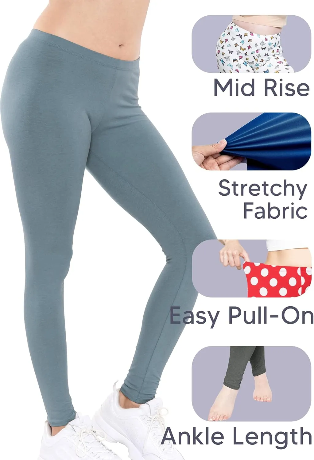 STRETCH IS COMFORT Women's Plus Size Knee & Full Length Cotton Leggings | X-Large - 7X
