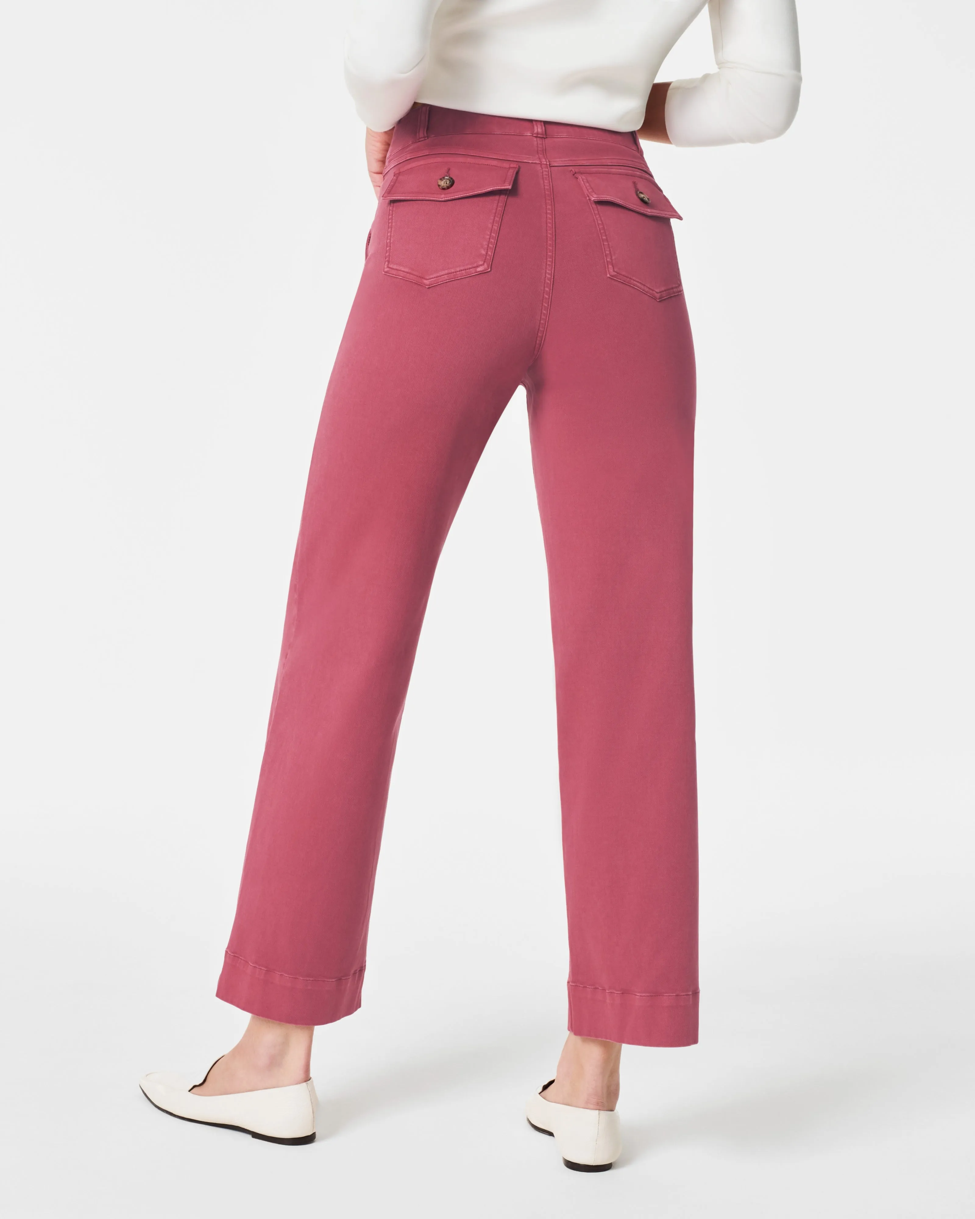 Stretch Twill Cropped Wide Leg, wild rose