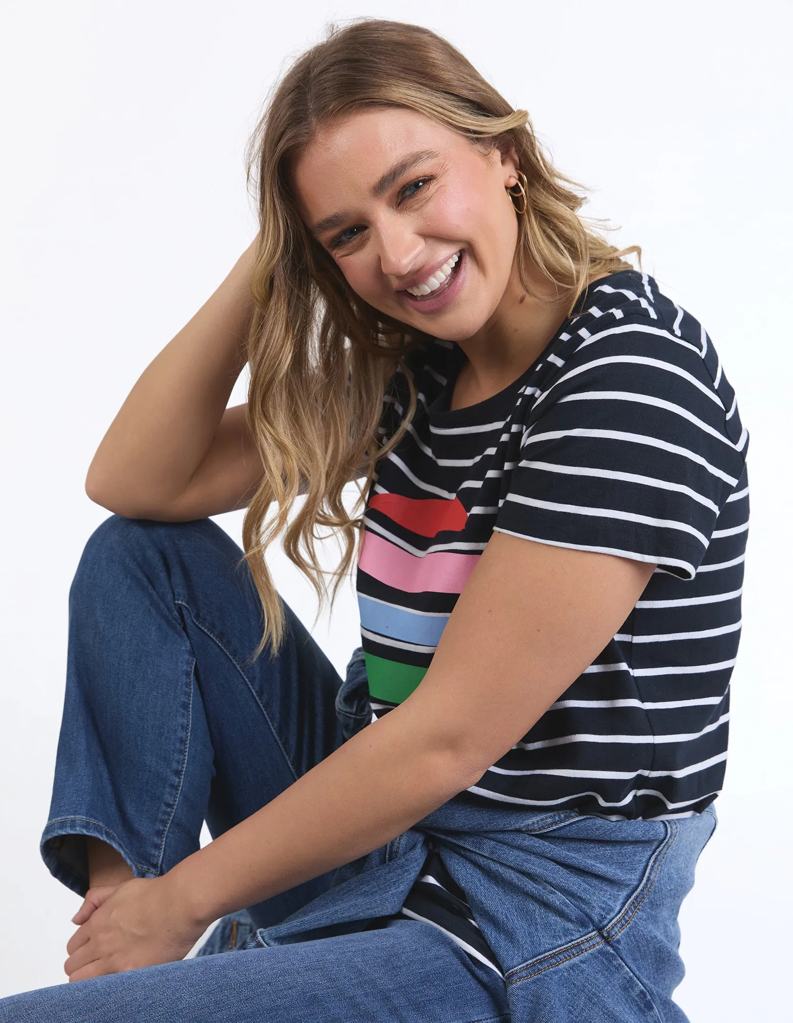Stripe Horizon Tee Navy/ White Stripe