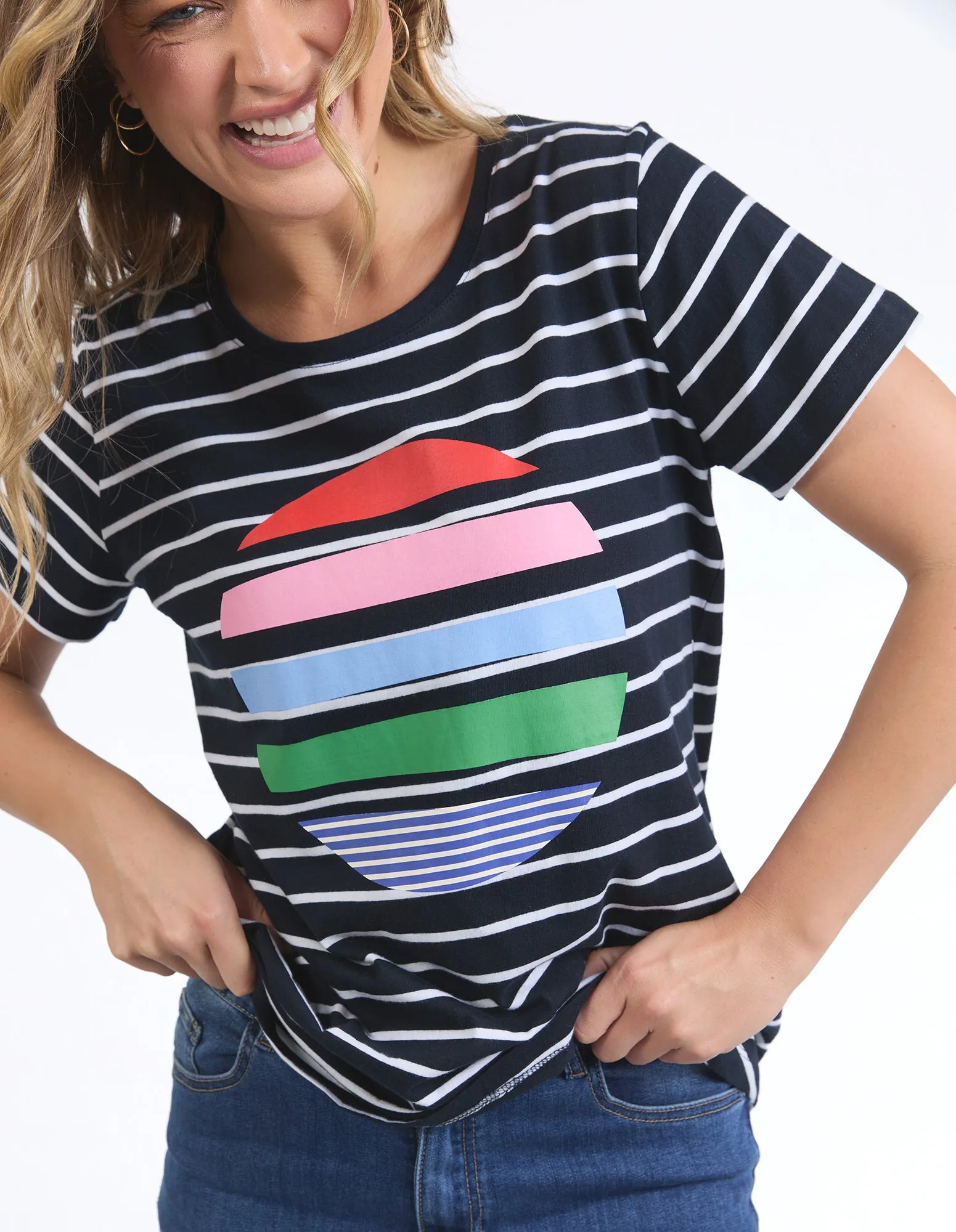 Stripe Horizon Tee Navy/ White Stripe