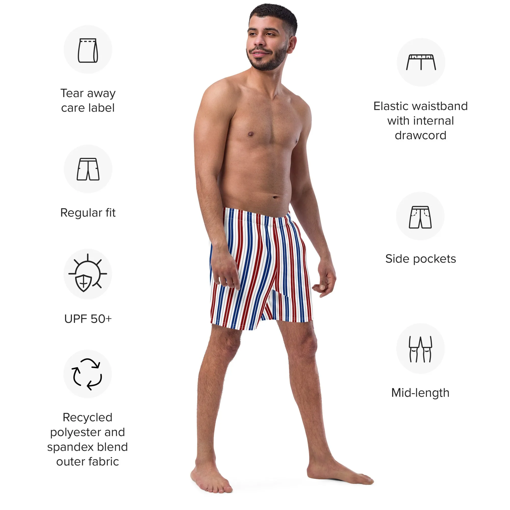 Striped swim trunks for men's