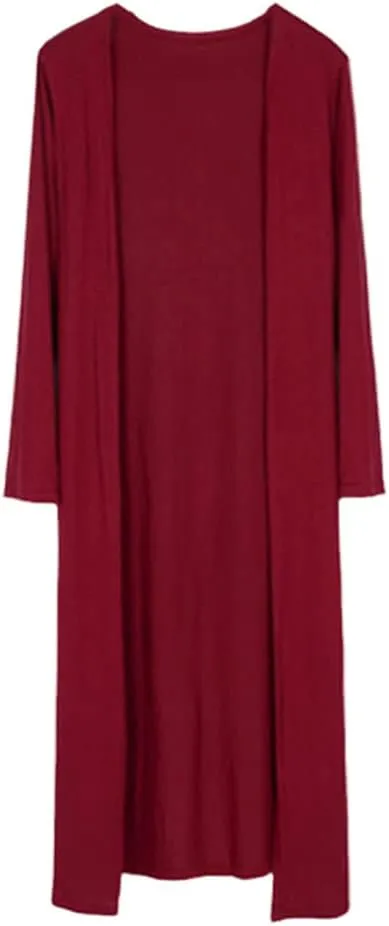 Summer Autumn Women Modal Long Cardigan Cotton Sweater Long Sleeve Casual Coat Outerwear