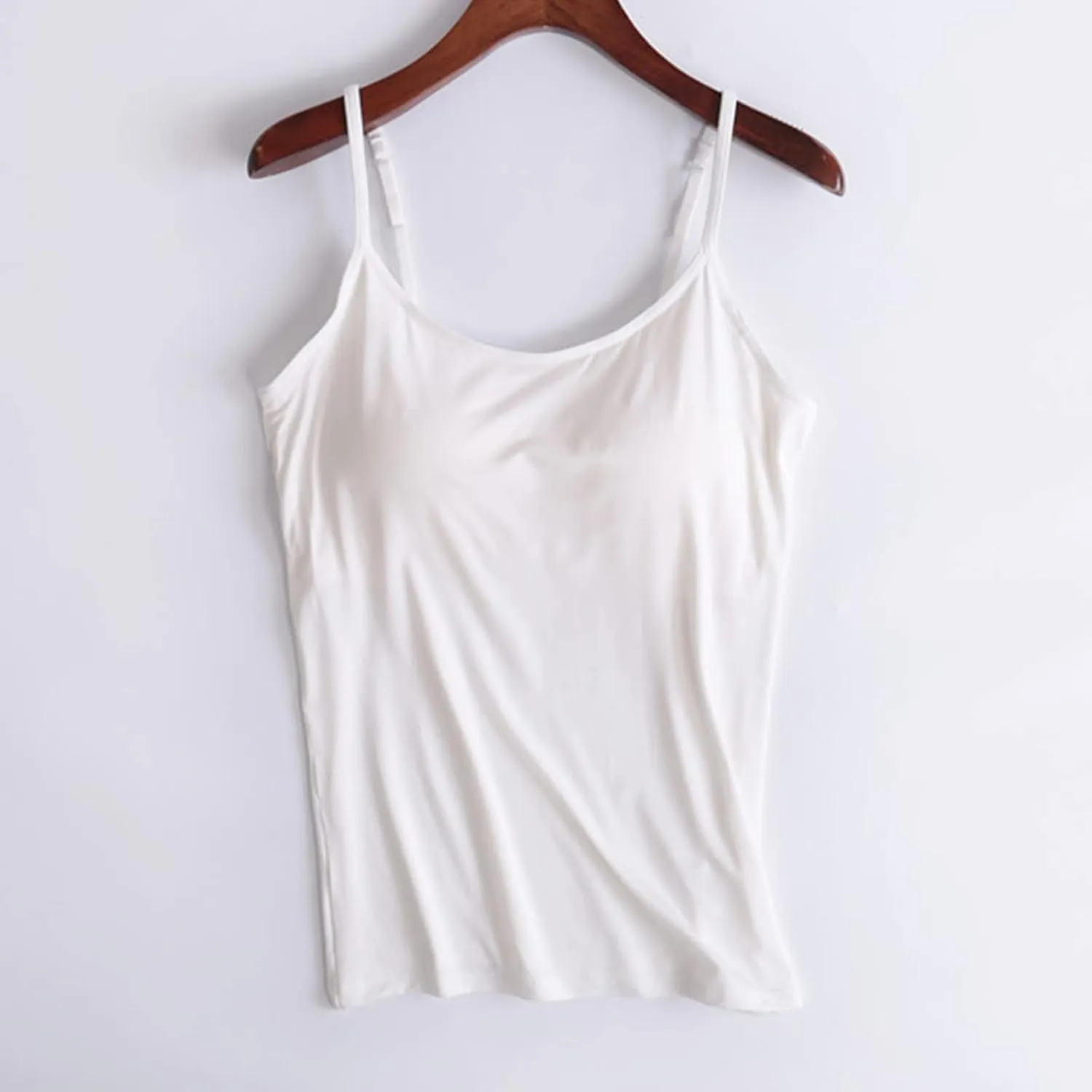 Tank Top With Built In Bra For Women Going Out Scoop Neck Crop Camisole Tops Padded Shelf Bras Modal Basic Cami Tank