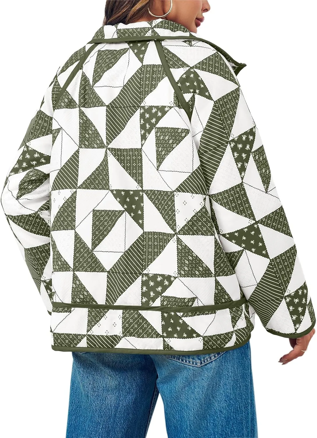 Tankaneo Womens Quilted Puffer Jacket Patchwork Lightweight Padded Puffy Down Coat Outerwear