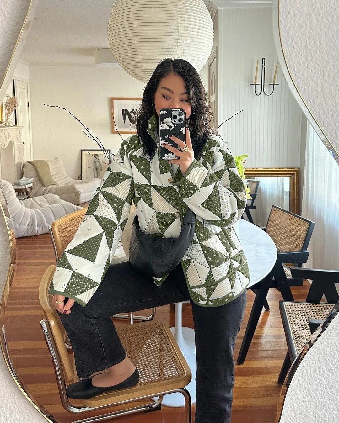 Tankaneo Womens Quilted Puffer Jacket Patchwork Lightweight Padded Puffy Down Coat Outerwear
