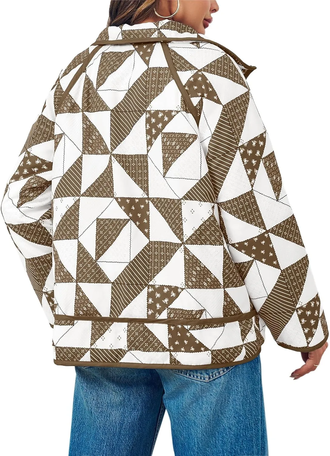 Tankaneo Womens Quilted Puffer Jacket Patchwork Lightweight Padded Puffy Down Coat Outerwear