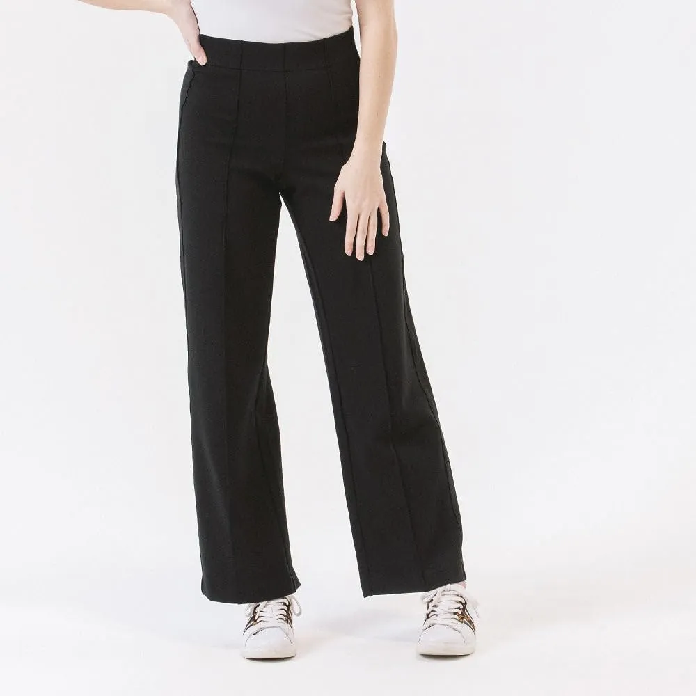 Thalian Women's Nora Ponte Pull-on Wide Leg with Pintuck High Rise Pant