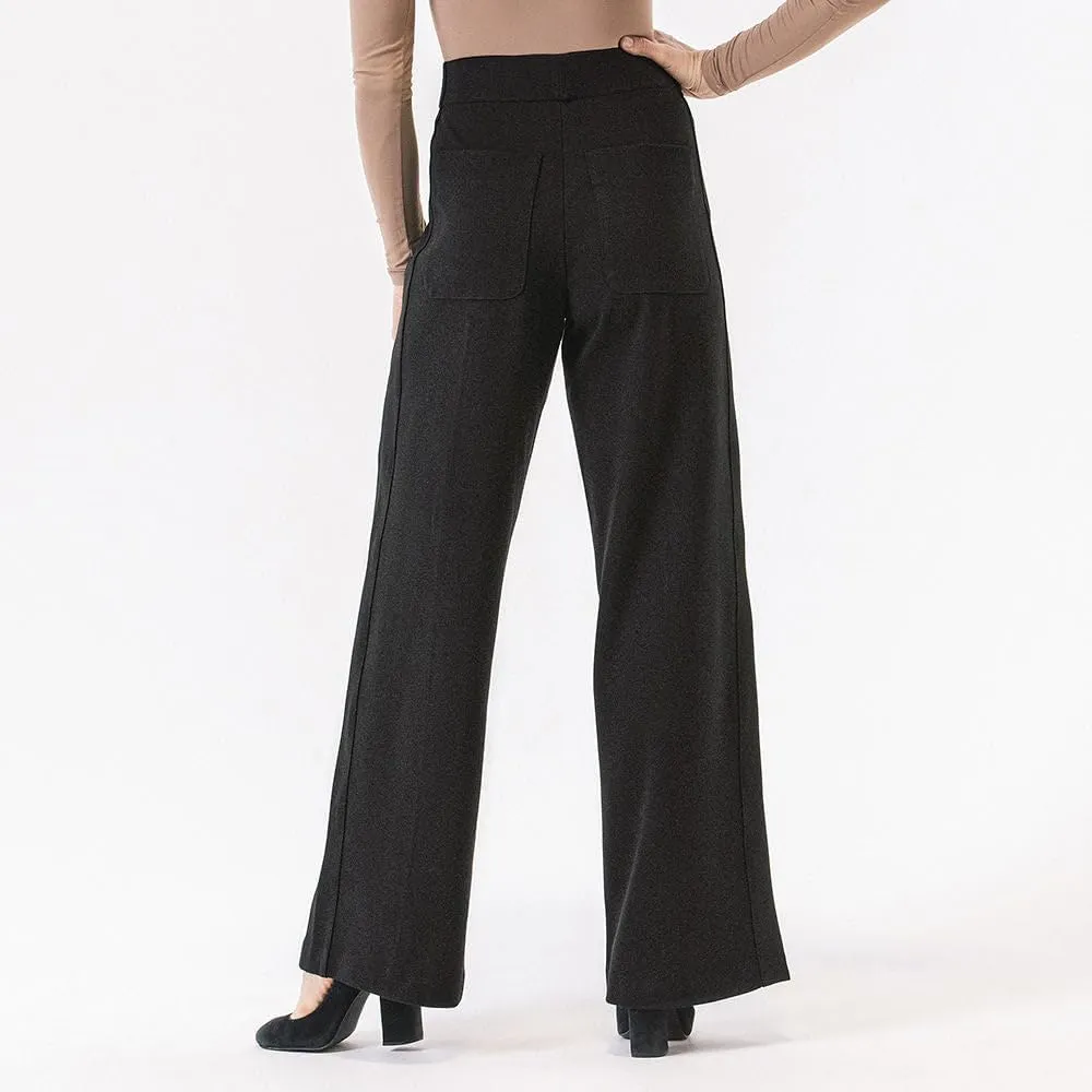 Thalian Women's Nora Ponte Pull-on Wide Leg with Pintuck High Rise Pant