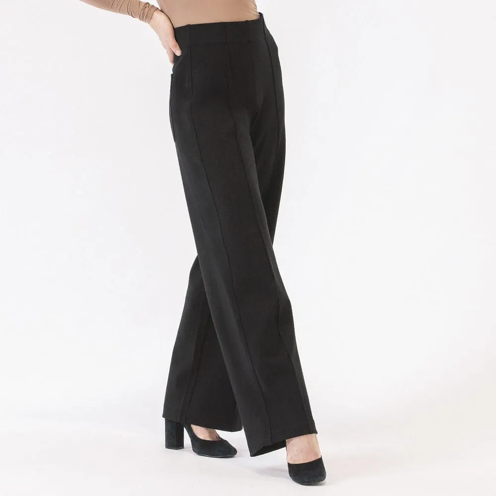 Thalian Women's Nora Ponte Pull-on Wide Leg with Pintuck High Rise Pant