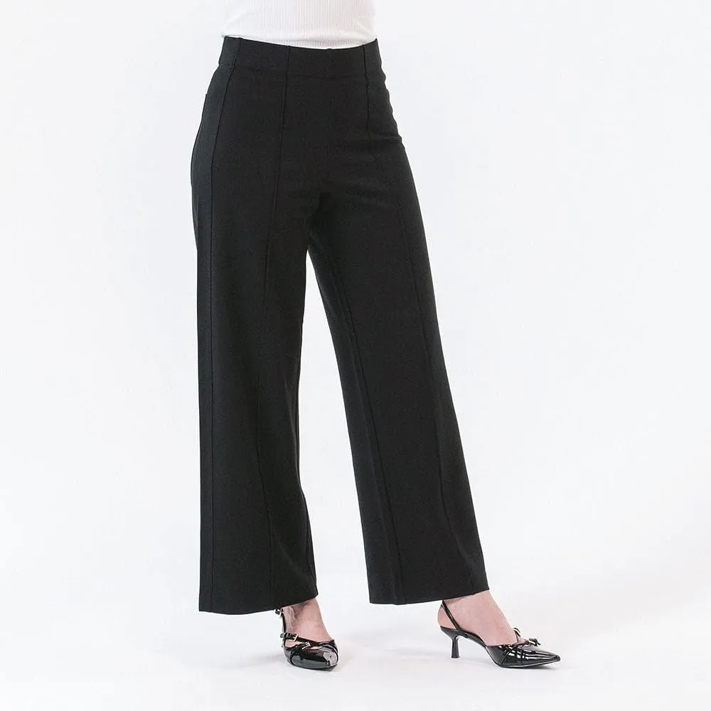 Thalian Women's Nora Ponte Pull-on Wide Leg with Pintuck High Rise Pant