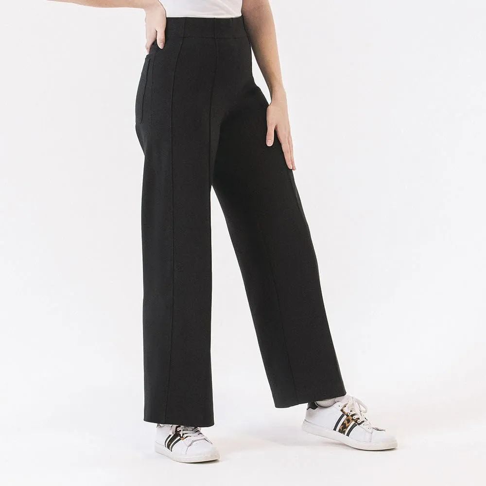 Thalian Women's Nora Ponte Pull-on Wide Leg with Pintuck High Rise Pant