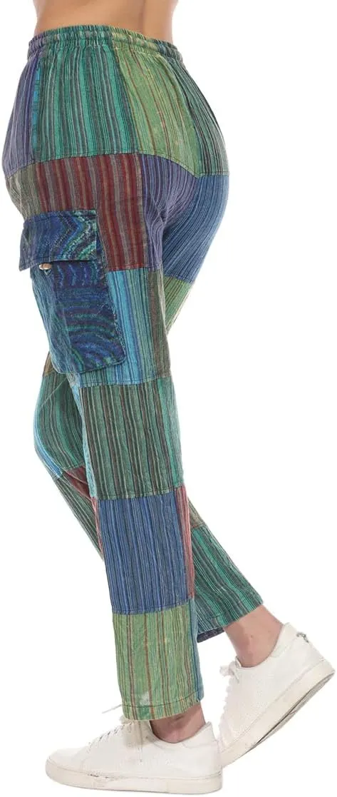 THE COLLECTION ROYAL Unisex Hippie Patchwork Bohemian Casual Rave Festival Harem Drawstring Boho Trouser Pants