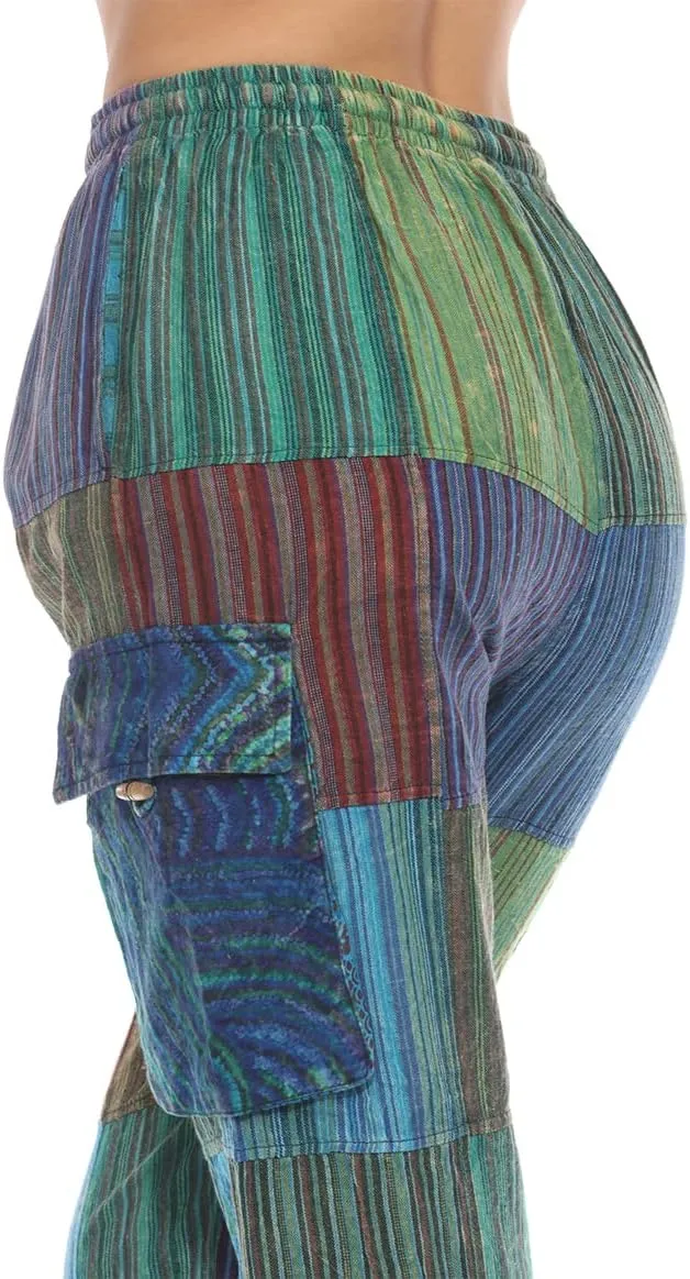 THE COLLECTION ROYAL Unisex Hippie Patchwork Bohemian Casual Rave Festival Harem Drawstring Boho Trouser Pants