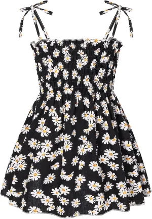 Toddler Baby Girls Summer Dress Ruffle Straps Princess Sundress Floral Printed Casual Beach Holiday Sleeveless Dress