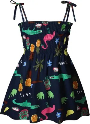 Toddler Baby Girls Summer Dress Ruffle Straps Princess Sundress Floral Printed Casual Beach Holiday Sleeveless Dress