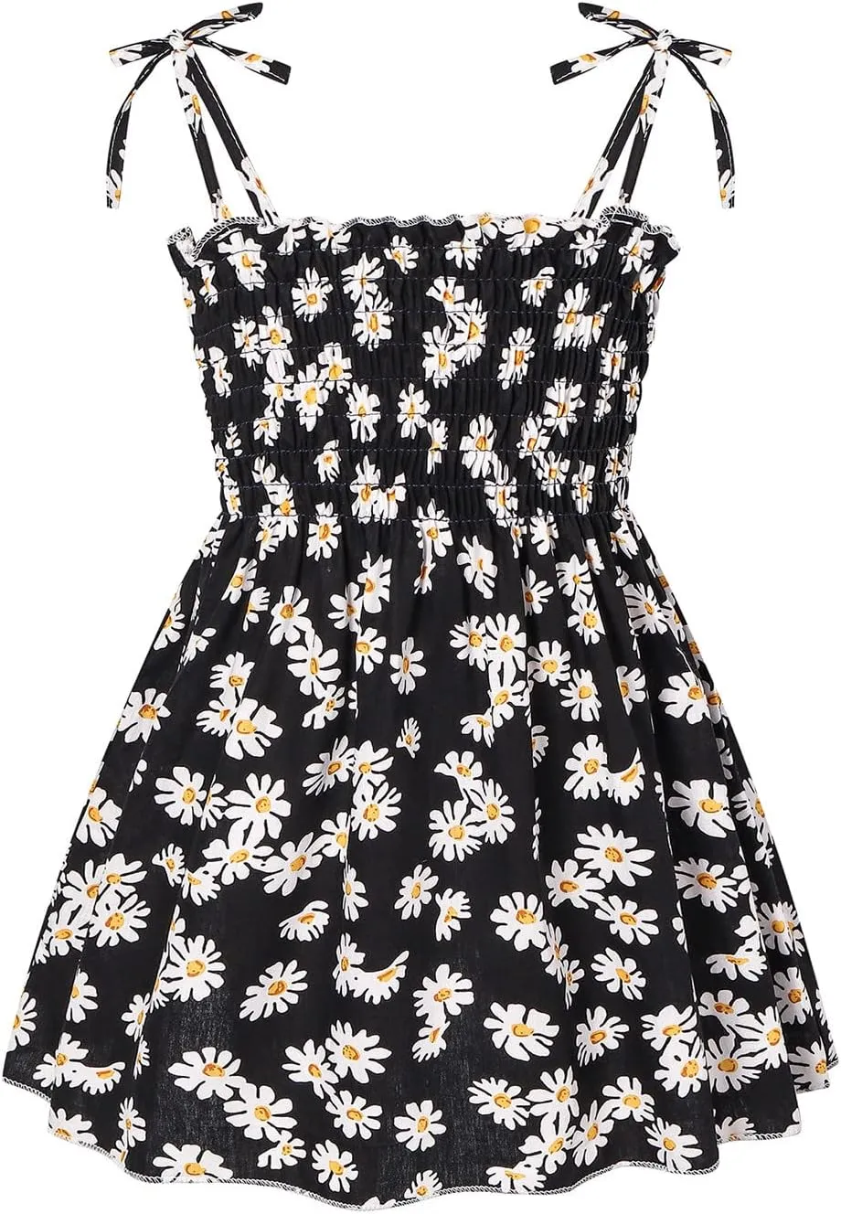 Toddler Baby Girls Summer Dress Ruffle Straps Princess Sundress Floral Printed Casual Beach Holiday Sleeveless Dress